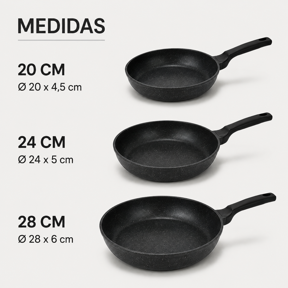Pack de 3 Sartenes Antiadherentes ZUNIVO