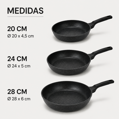 Pack de 3 Sartenes Antiadherentes ZUNIVO